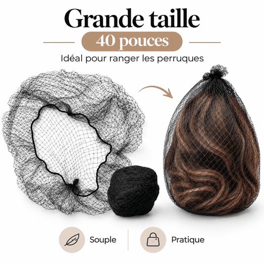 Filet de Protection et de Rangement pour Perruques – Grande Taille 40 Pouces – Noir - TENDANCES STYLES