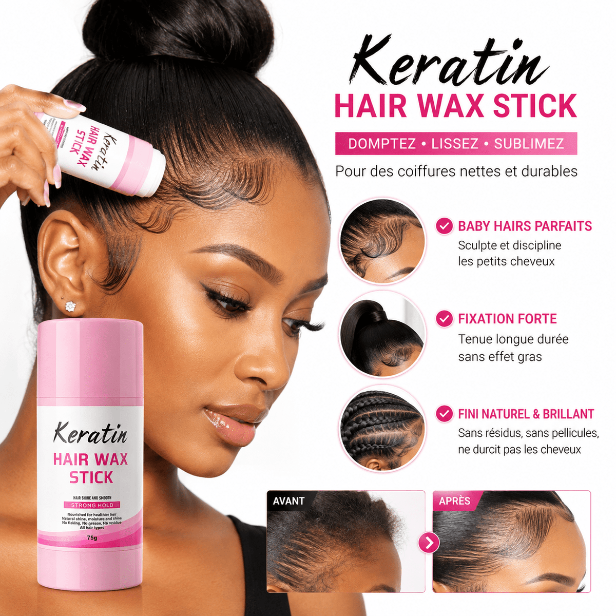 Keratin Bâton de lissage pour cheveux à la kératine - TENDANCES STYLES