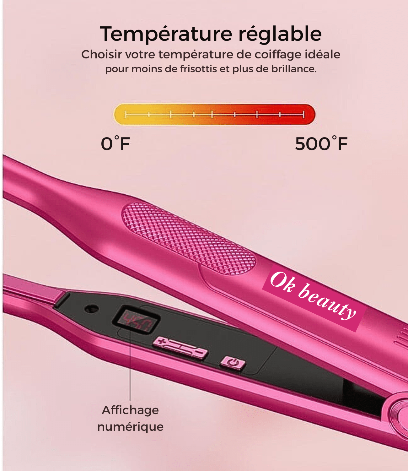 Mini Lisseur professionnel Cheveux Court, Fer à Lisser chaleur max 500° - TENDANCES STYLES