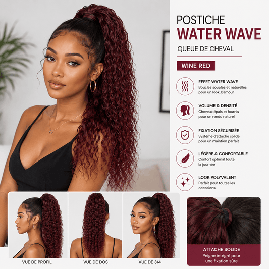 Postiche Water Wave 28’’ – Fibre synthétique premium 1B/Bug - TENDANCES STYLES