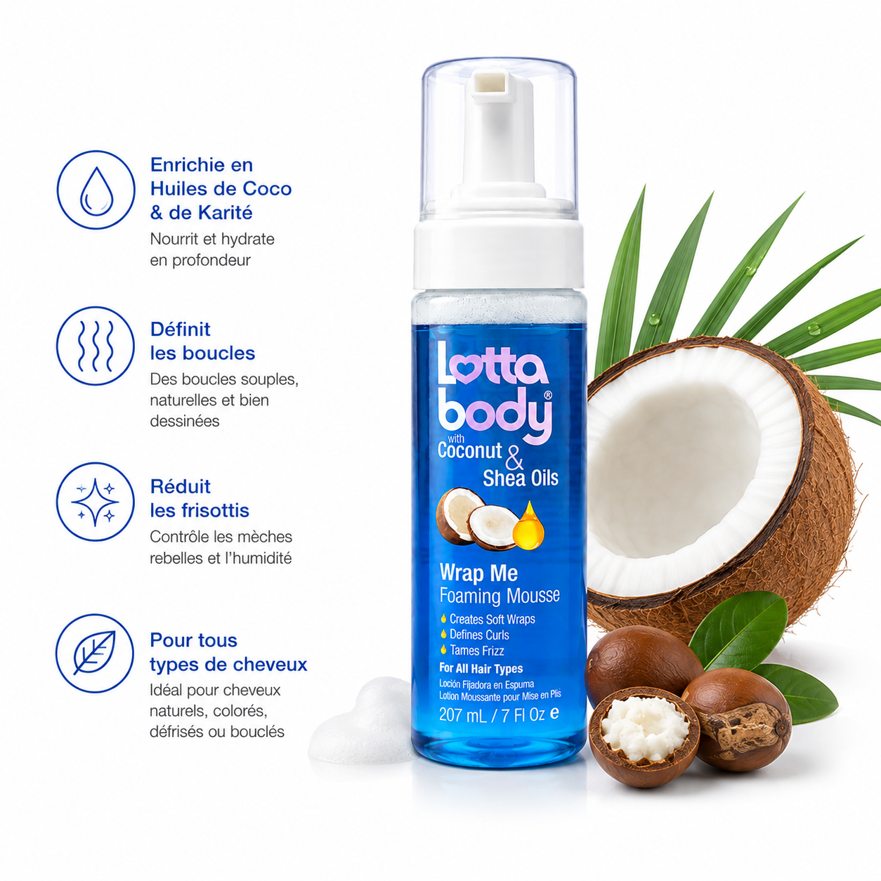 Lotta Body Wrap Me Foaming Mousse – Mousse Définition Boucles Coco & Karité 207 ml