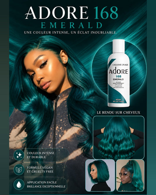 Adore Coloration capillaire semi permanente - 168 Emerald - TENDANCES STYLES