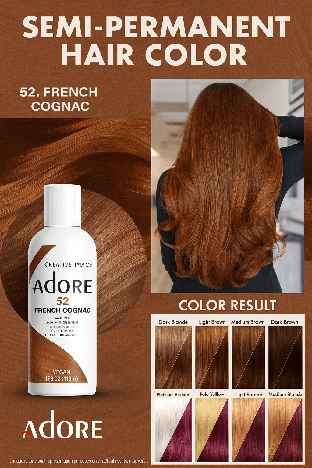Adore Coloration capillaire semi permanente - 52 French Cognaco - TENDANCES STYLES