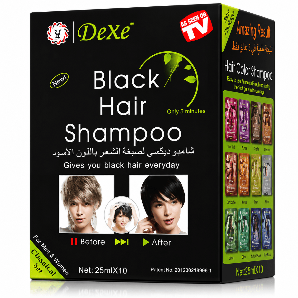 DEXE Shampooing pour cheveux noirs Meilleure couleur de cheveux instantanée 25 ml*10 - TENDANCES STYLES