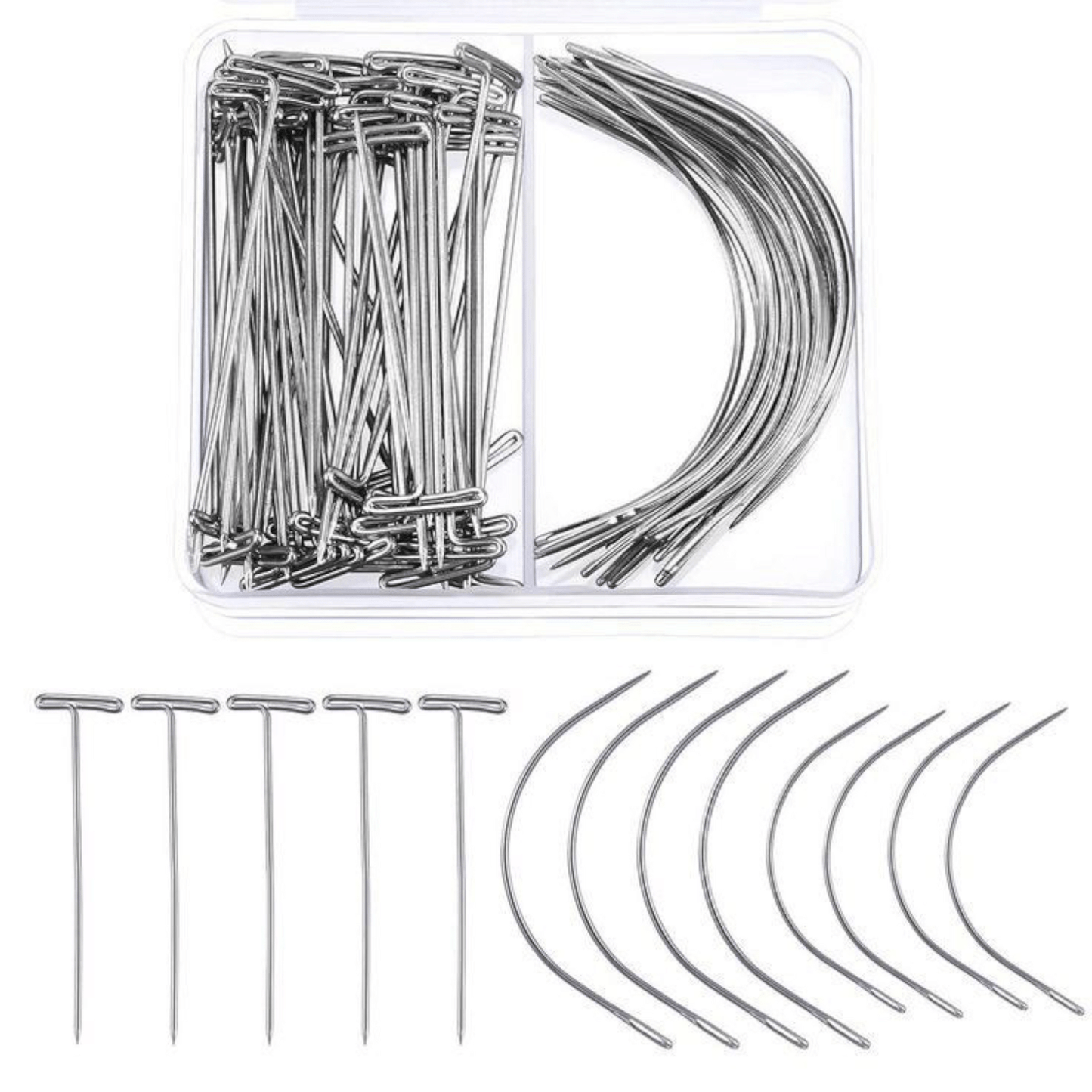 Épingles en T + Aiguille de tissage de perruque de type C - TENDANCES STYLES