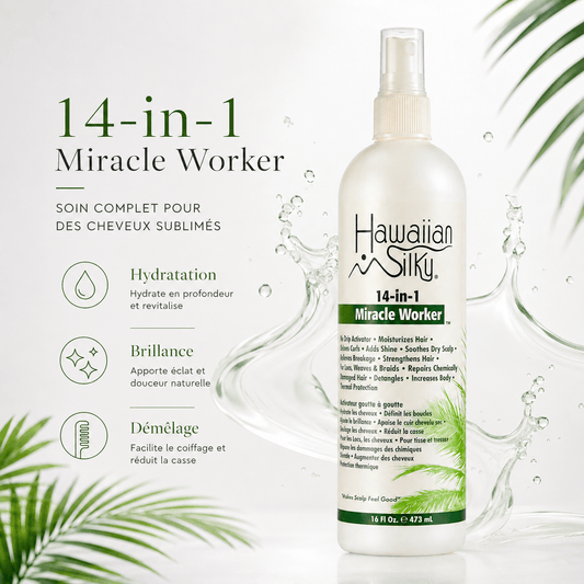 Hawaiian Silky 14-in-1 Miracle Worker – Soin Capillaire Hydratant & Démêlant 473 ml - TENDANCES STYLES