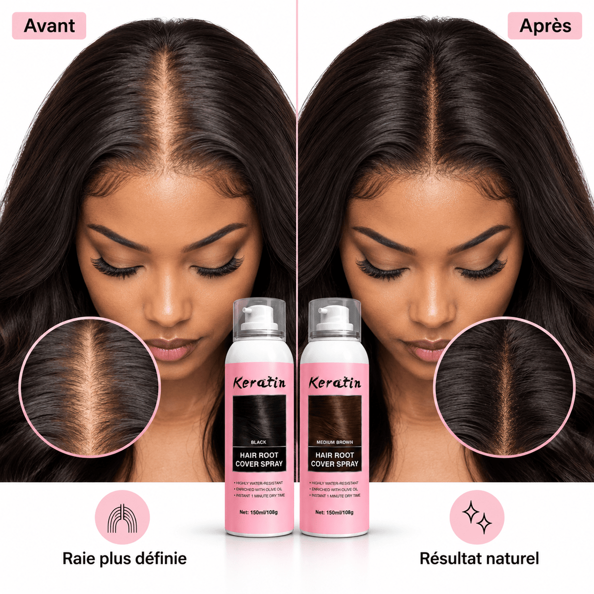 Keratin Hair Root Cover Spray – Spray Retouche Racines & Perruques 150 ml - TENDANCES STYLES