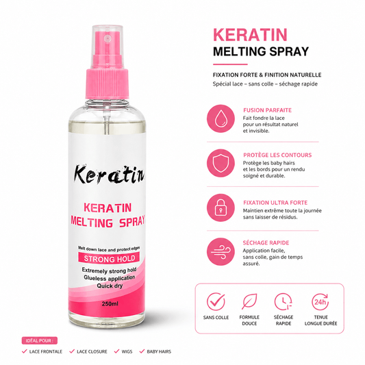 Keratin Melting Spray – Fixation Forte & Finition Invisible 250 ml - TENDANCES STYLES