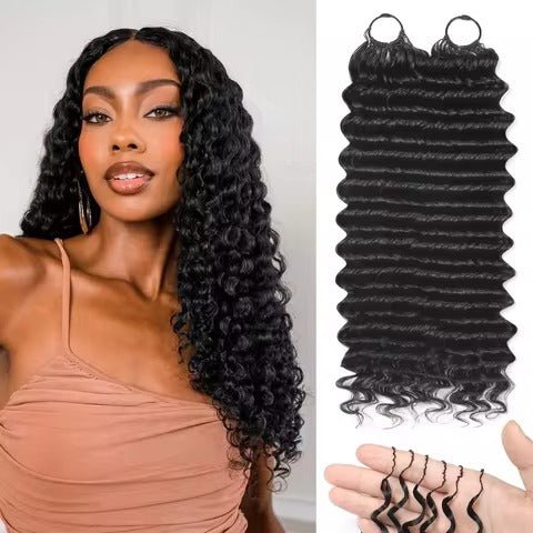 Mèches Crochet cheveux humain deep wave 20 pouces 20 mèches/bague 25g - TENDANCES STYLES