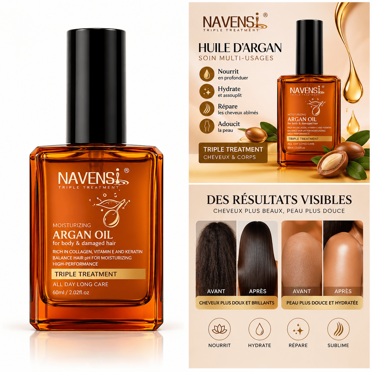 NAVENSI – Sérum capillaire à l’huile d’argan – 60 ml - TENDANCES STYLES