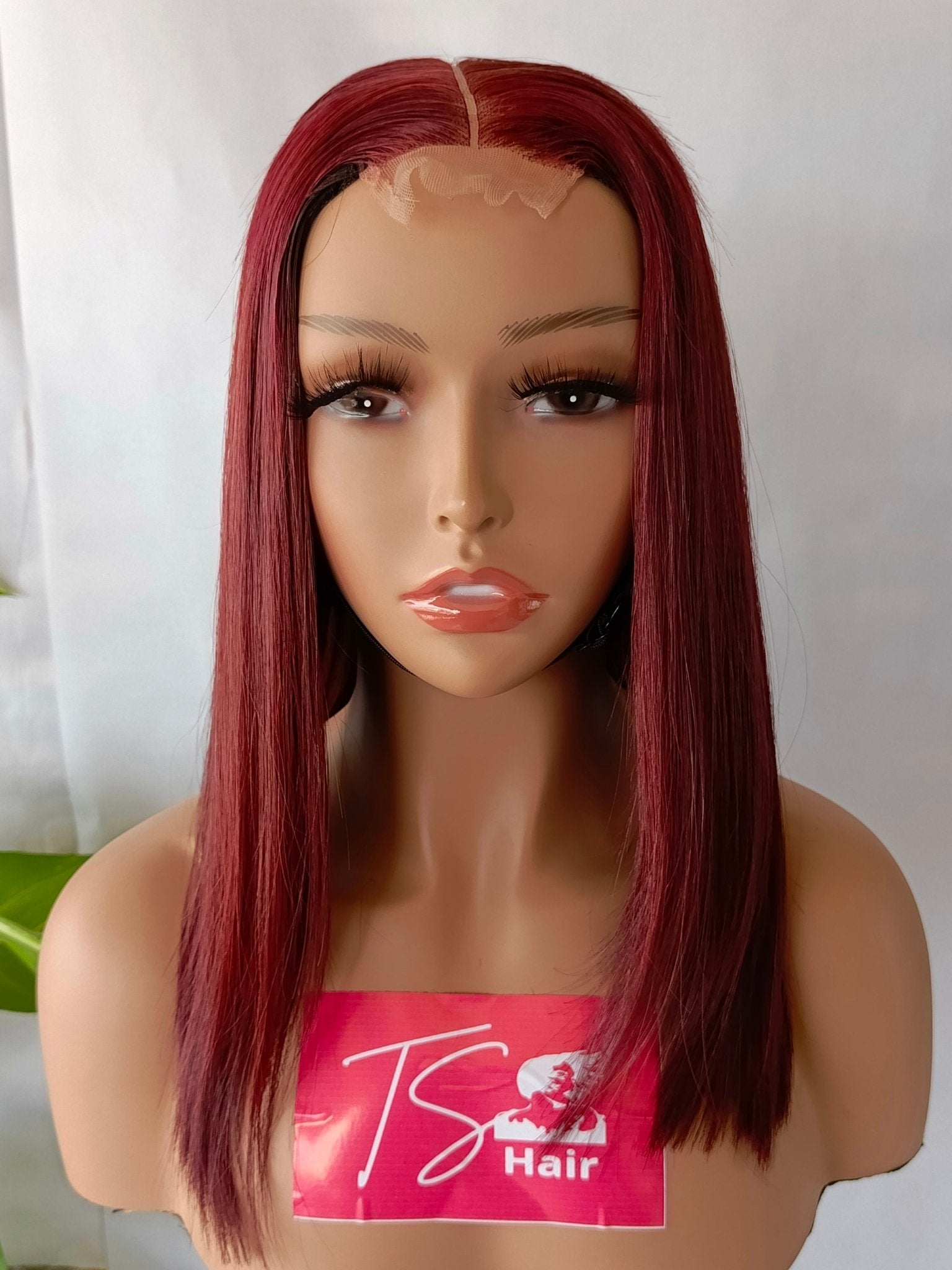 Perruque Bob Vietnamienne Rouge Bordeaux 12 Pouces – Ultra Fluide & Naturelle - TENDANCES STYLES