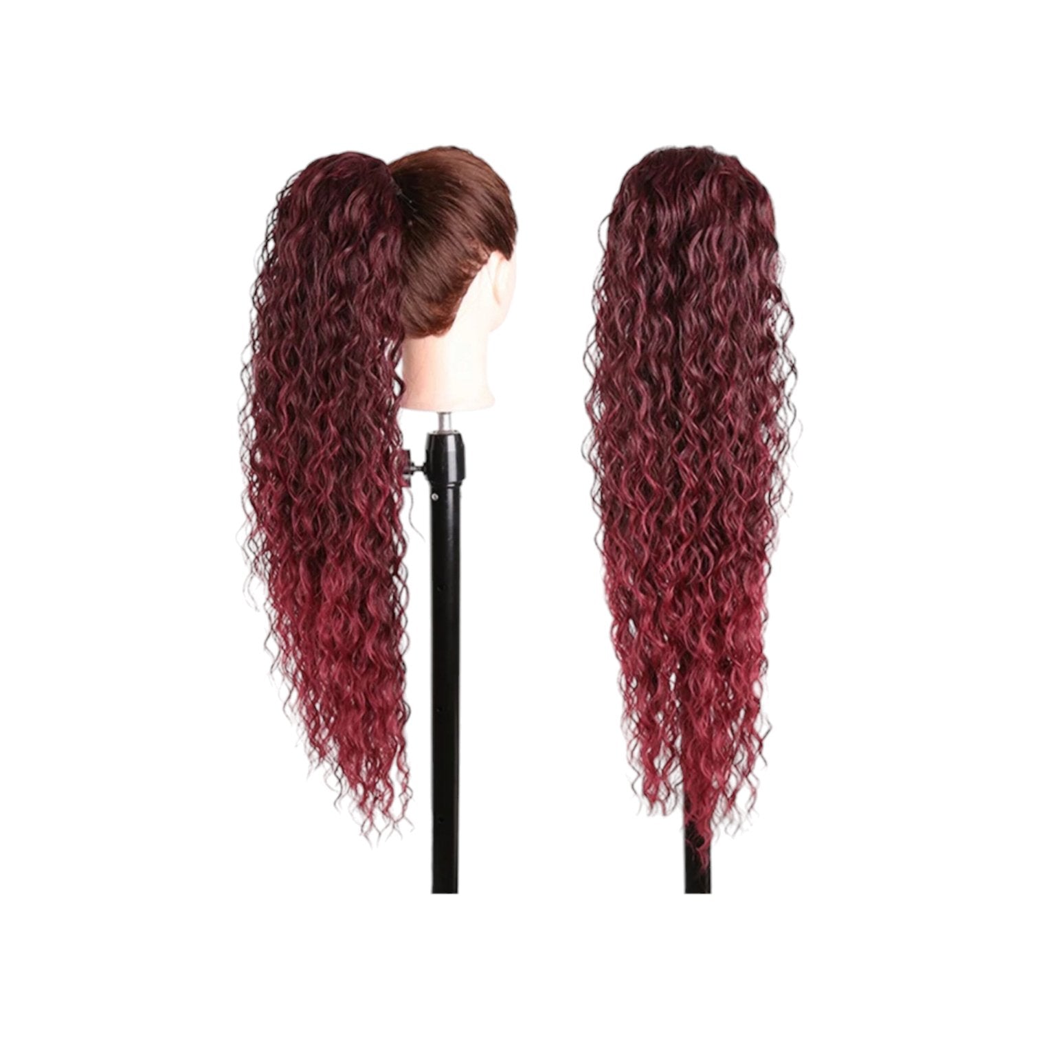 Postiche queue de cheval, chignon deep wave en fibre synthétique 28 pouces N°1B/Bug - TENDANCES STYLES