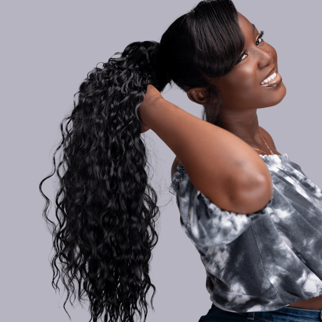 Postiche water wave 22 pouces N°1B en fibre synthétique - TENDANCES STYLES