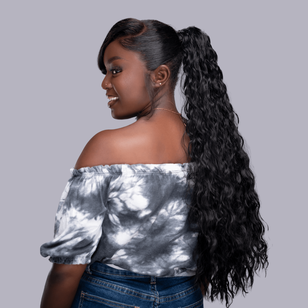 Postiche water wave 22 pouces N°1B en fibre synthétique - TENDANCES STYLES