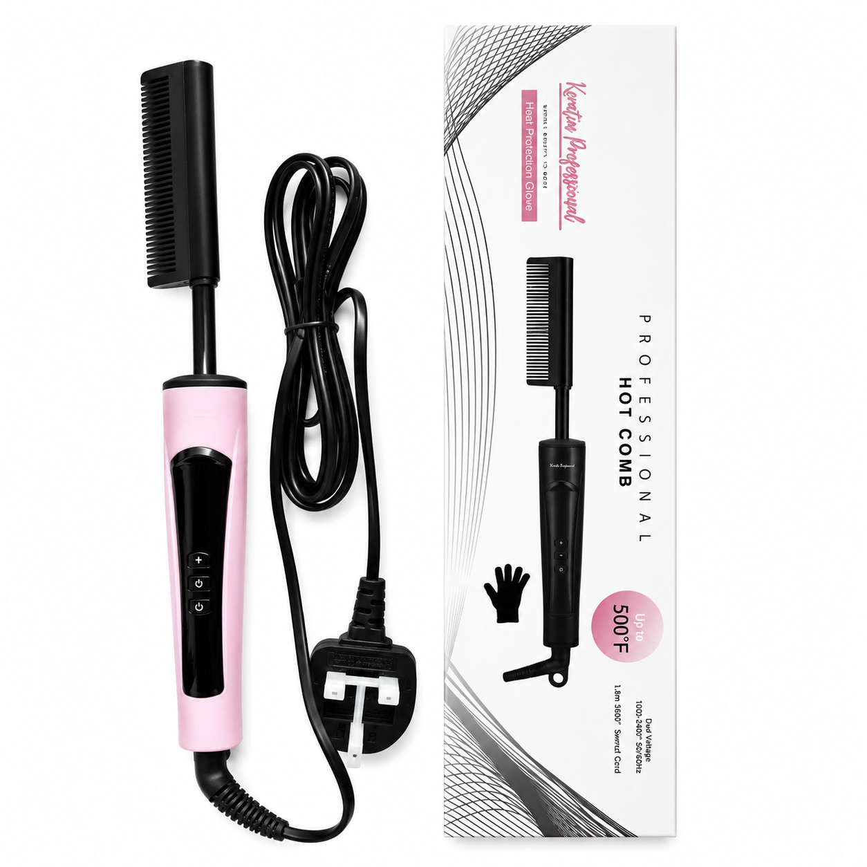 Keratin Peigne chauffant électrique professionnel, écran LED, Température max 500°F