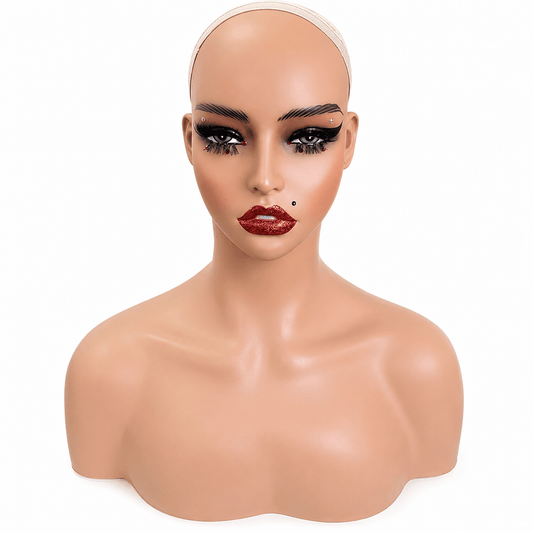 Tête de mannequin femme réaliste PVC avec épaule - TENDANCES STYLES