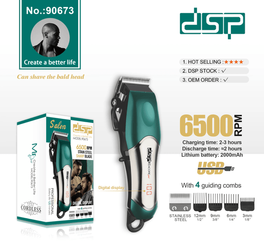 Tondeuse à cheveux professionnelle sans fil DSP, modèle 90673 - TENDANCES STYLES